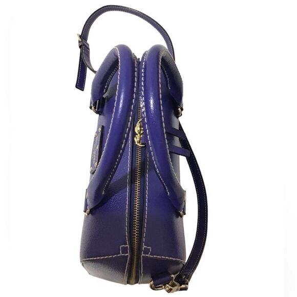 kate spade Alessa Wellesley Leather Satchel Holliday Blue Bag - Picture 2 of 15